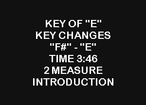 KEYOFE'
KEYCHANGES
IIF II - IIEII

WME3A6
2MEASURE
INTRODUCHON