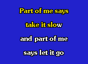 Part of me says
take it slow

and part of me

says let it go