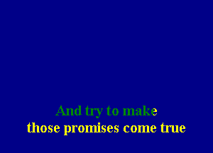 And try to make
those promises come true