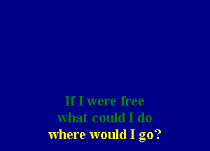 If I were free
what could I do
where would I go?