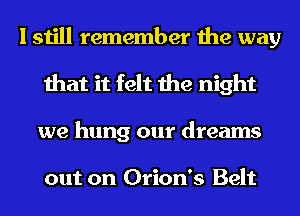 I still remember the way
that it felt the night
we hung our dreams

out on Orion's Belt