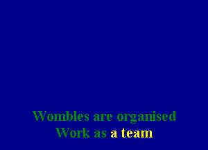 Wombles are organised
Work as a team