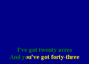 I've got twenty acres
And you've got forty-three