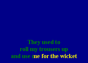 They used to
roll my trousers up
and use me for the wicket