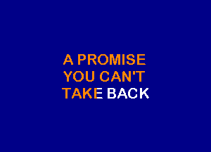 A PROMISE

YOU CAN'T
TAKE BACK