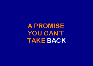 A PROMISE

YOU CAN'T
TAKE BACK