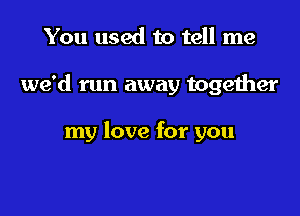 You used to tell me

we'd run away together

my love for you