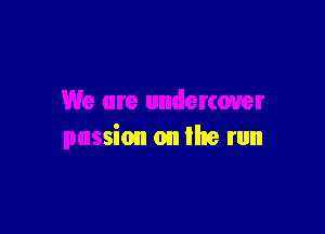 We are undercover

passion on the run