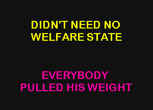 DIDN'T NEED NO
WELFARE STATE