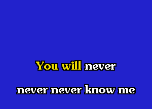 You will never

never never know me