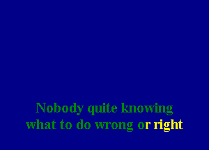 N obody quite knowing
what to do wrong or right