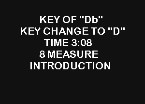 KEY OF Db
KEY CHANGETO D
TIME 3108

8 MEASURE
INTRODUCTION