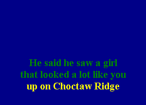He said he saw a girl
that looked a lot like you
up on Choctaw Ridge