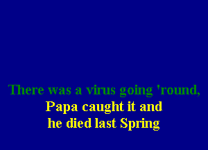 There was a Virus going 'round,
Papa caught it and
he died last Spring