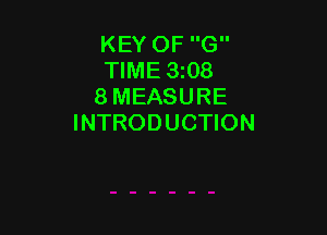KEY OF G
TIME 3i08
8 MEASURE

INTRODUCTION