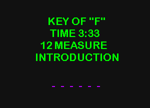 KEY OF F
TIME 3z33
12 MEASURE

INTRODUCTION