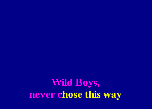 Wild Boys,
never chose this way