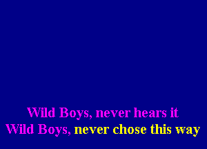 Wild Boys, never hears it
Wild Boys, never chose this way