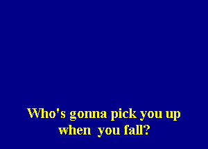Who's gonna pick you up
when you fall?