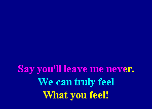 Say you'll leave me never.
We can truly feel
What you feel!