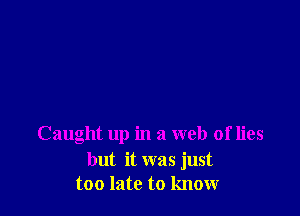 Caught up in a web of lies
but it was just
too late to know