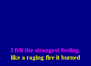 I felt the strangest feeling,
like a raging lire it burned