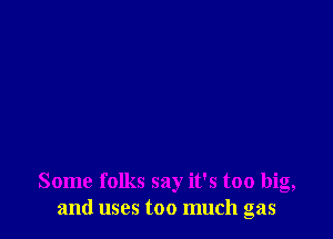 Some folks say it's too big,
and uses too much gas