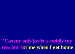 'Cos my only joy is a cuddly toy
reachin' for me When I get home