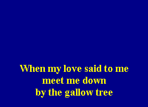 When my love said to me
meet me down
by the gallow tree