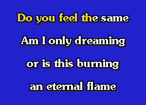 Do you feel the same
Am I only dreaming
or is this burning

an eternal flame