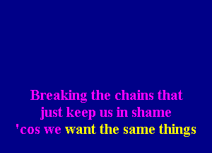 Breaking the chains that
just keep us in shame
'cos we want the same things