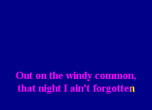 Out on the Windy common,
that night I ain't forgotten