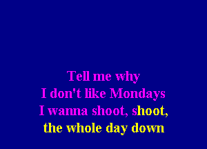 Tell me why
I don't like Mondays
I wanna shoot, shoot,
the whole day down