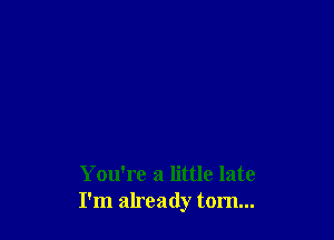 You're a little late
I'm already tom...
