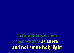 I should have seen
just what was there
and not some holy light
