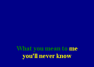 What you mean to me
you'll never know