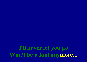 I'll never let you go
Won't be a fool anymore...