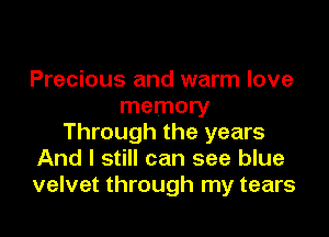 Precious and warm love
memory

Through the years
And I still can see blue
velvet through my tears