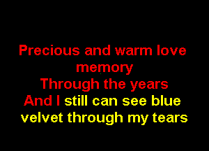 Precious and warm love
memory

Through the years
And I still can see blue
velvet through my tears