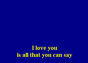 I love you
is all that you can say