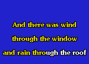 And there was wind
through the window

and rain through the roof