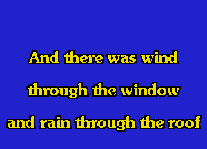 And there was wind
through the window

and rain through the roof