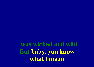 I was wicked and wild
But baby, you know
what I mean