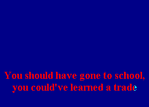 You should have gone to school,
you could've learned a trade