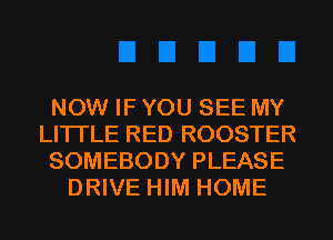 NOW IF YOU SEE MY
LITI'LE RED ROOSTER
SOMEBODY PLEASE
DRIVE HIM HOME