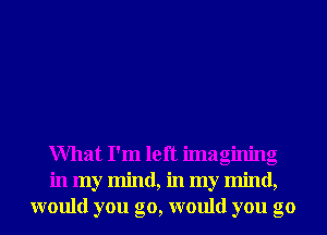 What I'm left imagining
in my mind, in my mind,
would you go, would you go