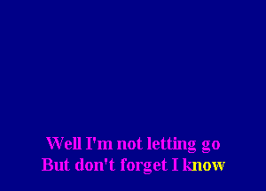 Well I'm not letting go
But don't forget I know