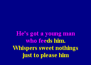 He's got a young man
who feeds him.
Whispers sweet nothings

just to please him I