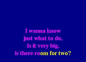 I wanna know
just what to do.
Is it very big,
is there room for two?