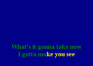 What's it gonna take now
I gotta make you see